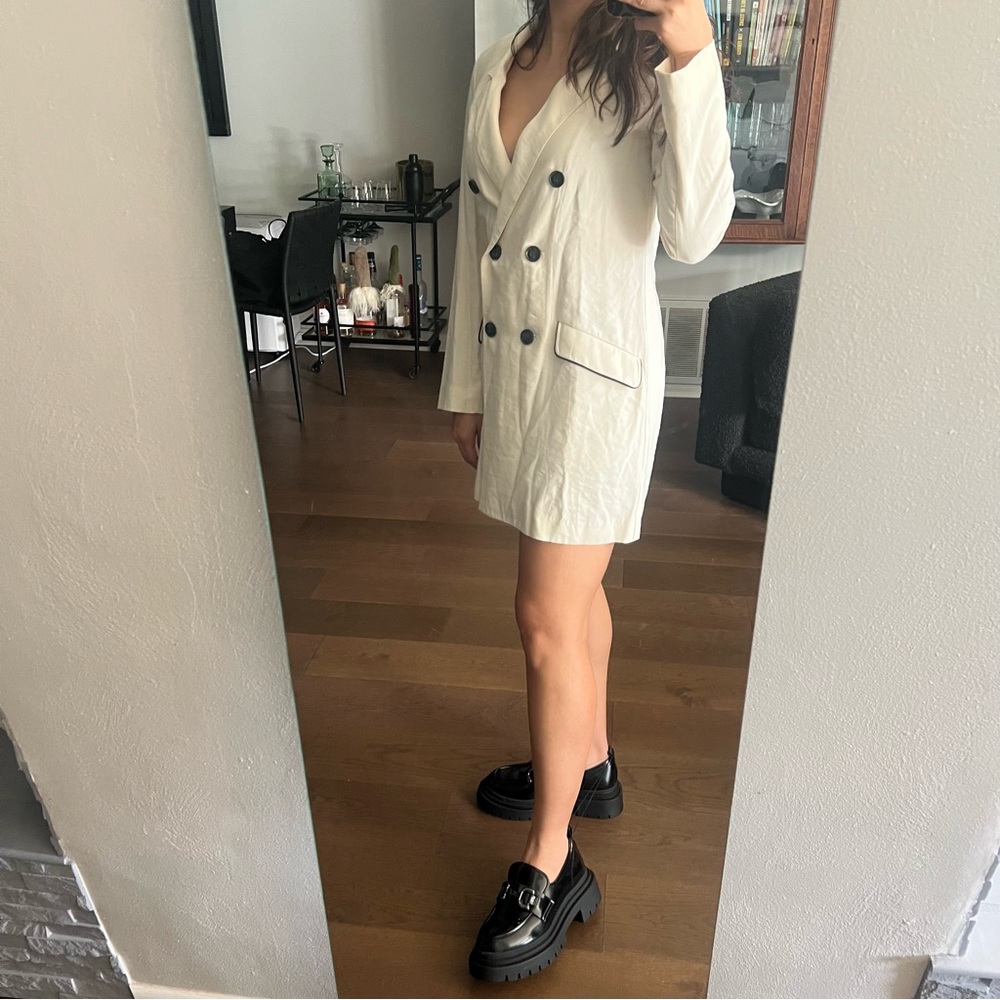 Zara Double Breasted White Blazer Jacket/Mini Dress Women Size M NWOT - Picture 4 of 4